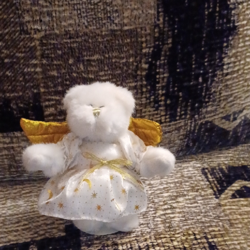 4/$80 Cute Plush White Bear In Treetop Angel Costume - Stand